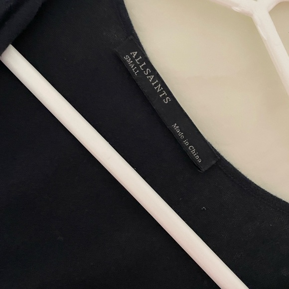 ALL SAINTS Cowl Neck Tunic-Style Draped Sweater, Short Sleeve, Dark Navy, Small - Picture 4 of 8